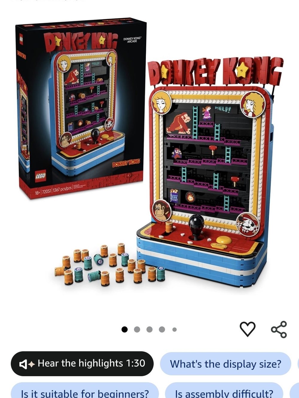 Lego Donkey Kong Arcade Building Set - Red, Blue, Yellow, Black